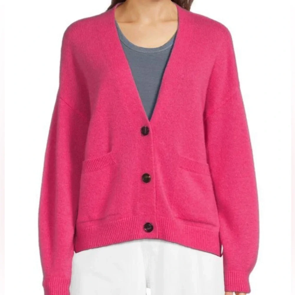 Saks Fifth Avenue Cashmere Azalea Pink Cardigan Sz XL New With Tags